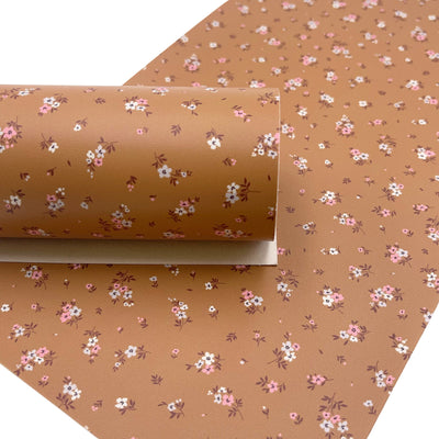 Brown Floral Faux Leather Sheet
