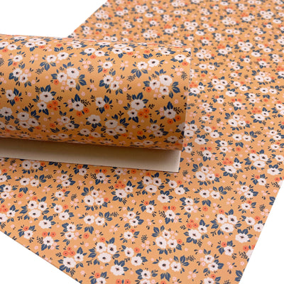 Mustard Floral Faux Leather Sheet
