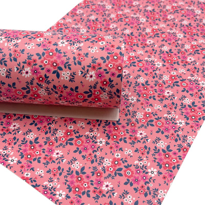 Pink Floral Faux Leather Sheet