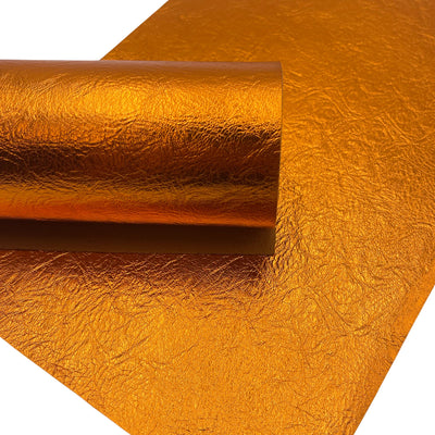 Orange Metallic Textured Faux Leather Sheet
