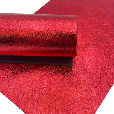 Red Metallic Textured Faux Leather Sheet