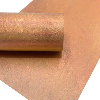 Rose Gold Metallic Textured Faux Leather Sheet