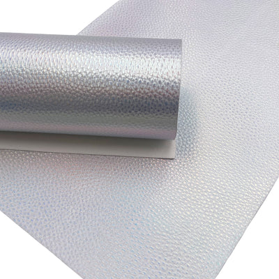 Silver Holo Pebbled Faux Leather Sheet