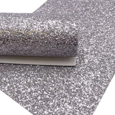 Matte Silver Premium Chunky Glitter Fabric