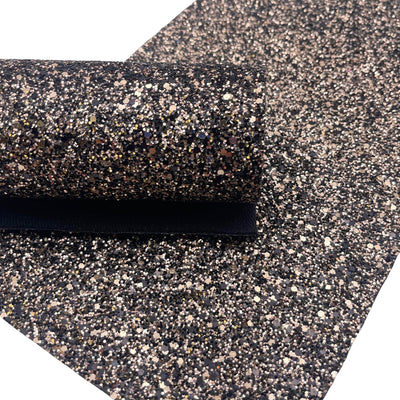 Black and Bronze Premium Chunky Glitter Fabric