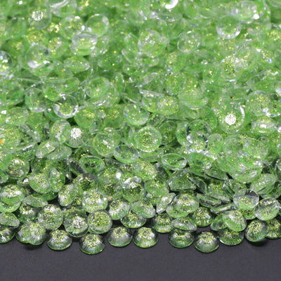 Peridot Green Glitter Jelly Flatback Rhinestones 1000pcs