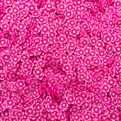 Hot Pink Flowers Polymer Clay Slices, Fake Sprinkles, Clay Slices for Nail Art and Slime