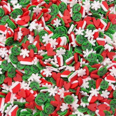 Mean Green Christmas Polymer Clay Sprinkle Mix, Fake Sprinkles, Clay Slices for Nail Art and Slime
