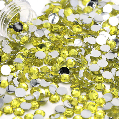 Yellow Flatback Resin Rhinestones 1000pcs, Choose Size and Color 3mm, 4mm or 5mm, Faceted Resin Rhinestones, Not-Hotfix
