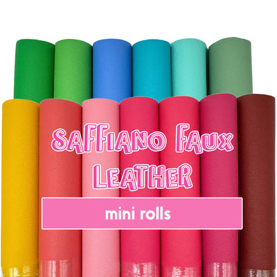 Bright Color Saffiano Faux Leather Mini Roll 12x26" Inch, Continuous Large Faux Leather Cross Grain Fabric Cut